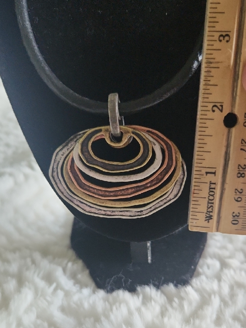 VCLM Multitone Layered Pendant Necklace in Gold, Silver, Rose Abstract Boho Vibe - Picture 4 of 10